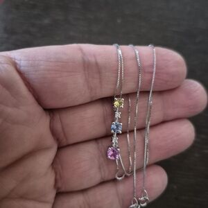 Elegant 10k White Gold Necklace with Multicolor Topaz Pendant